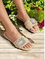 economico sandali-Crystal Buckle Woven Straw Flat Sandals