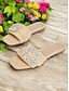 economico sandali-Crystal Buckle Woven Straw Flat Sandals