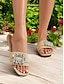 economico sandali-Crystal Buckle Woven Straw Flat Sandals