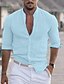 cheap Linen Shirts-Men's Hawaiian Linen Shirt with Solid Color Collar