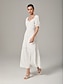 abordables Robes Maxi-Summer Puff Sleeve Waist cinched Dress