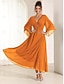 baratos Vestidos Tamanhos Grandes-Chiffon Ruffle V Neck Twisted Maxi Dress