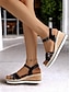 cheap Sandals-Cork Wedge Strappy Espadrille Sandals