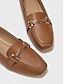 cheap Flats-Classic Gold Buckle Leather Loafers