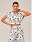 abordables Shirts-Sketch Print Cape Sleeve Shirt Top