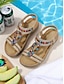 cheap Sandals-Beaded T Strap Boho Sandals