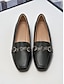 cheap Flats-Classic Gold Buckle Leather Loafers