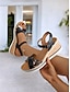 cheap Sandals-Cork Wedge Strappy Espadrille Sandals