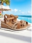 cheap Sandals-Cork Wedge Strappy Espadrille Sandals