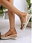 cheap Sandals-Cork Wedge Strappy Espadrille Sandals