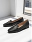 cheap Flats-Classic Gold Buckle Leather Loafers