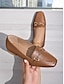 cheap Flats-Classic Gold Buckle Leather Loafers