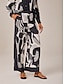 billige bukser og shorts-Geometric Satin Wide leg Pants