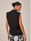 cheap Tank Tops &amp; Camis-Solid Satin Collared Sleeveless Shirt