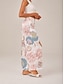 cheap Pants &amp; Shorts-Print Elastic Waist Wide Leg Pants