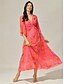 cheap Maxi Dresses-Resort Floral V Neck A Line Maxi Dress