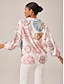 billige bluser-Print Relaxed Overhead V Neck Blouse