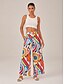 cheap Pants &amp; Shorts-Geometric Print Wide Leg Pants