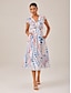 economico Abiti midi-Polka Dot Ruffled Waisted Dress