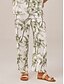 cheap Pants &amp; Shorts-Palm Print Wide Leg Trousers