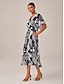preiswerte Midikleider-Abstract V Neck Midi Dress