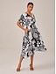 preiswerte Midikleider-Abstract V Neck Midi Dress