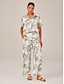 cheap Pants &amp; Shorts-Palm Print Wide Leg Trousers