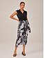 cheap Skirts-Block Elastic Satin Midi Skirt