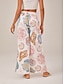 cheap Pants &amp; Shorts-Print Elastic Waist Wide Leg Pants