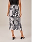 cheap Skirts-Block Elastic Satin Midi Skirt