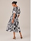 preiswerte Midikleider-Abstract V Neck Midi Dress