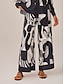 billige bukser og shorts-Geometric Satin Wide leg Pants