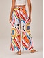 cheap Pants &amp; Shorts-Geometric Print Wide Leg Pants