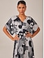 preiswerte Midikleider-Abstract V Neck Midi Dress