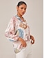 billige bluser-Print Relaxed Overhead V Neck Blouse