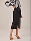 preiswerte Röcke-High Waisted Front Slit Suit Midi Skirt