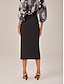 preiswerte Röcke-High Waisted Front Slit Suit Midi Skirt