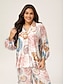 billige bluser-Print Relaxed Overhead V Neck Blouse
