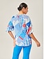 cheap Blouses-Geometric Ruched Top