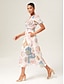 abordables Robes Midi-Smocked Design Linen Feel Midi Dress