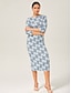 cheap Midi Dresses-Stretch Letter Print Backless Wrap Midi Dress