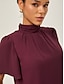 cheap Matching Sets-Elegant Chiffon Shirred High-Neck Set