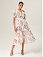 abordables Robes Midi-Smocked Design Linen Feel Midi Dress