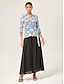 economico bluse-Geometric Stretch Waist Tie Top