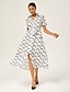 cheap Maxi Dresses-Geometric Faux Linen Maxi Dress