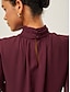 cheap Matching Sets-Elegant Chiffon Shirred High-Neck Set