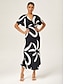 cheap Maxi Dresses-V-Neck Flutter Sleeve Satin A-Line Dress