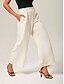 baratos calças e shorts-Ruched Tencel Linen Wide Leg Pants