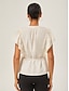 cheap Blouses-Tencel Ruffled Zip-up Crop Top