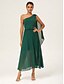 baratos Vestidos Tamanhos Grandes-Pleated Chiffon Asymmetric Maxi Dress